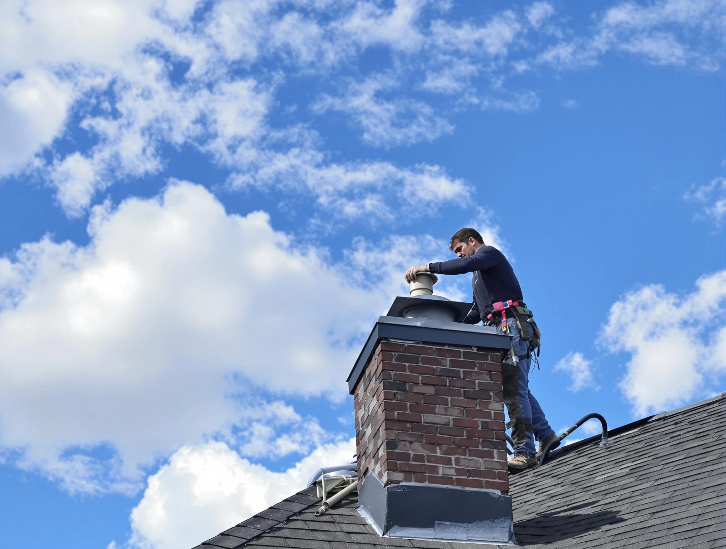 Childersburg Chimney Sweep installing a sturdy chimney cap in Childersburg, AL