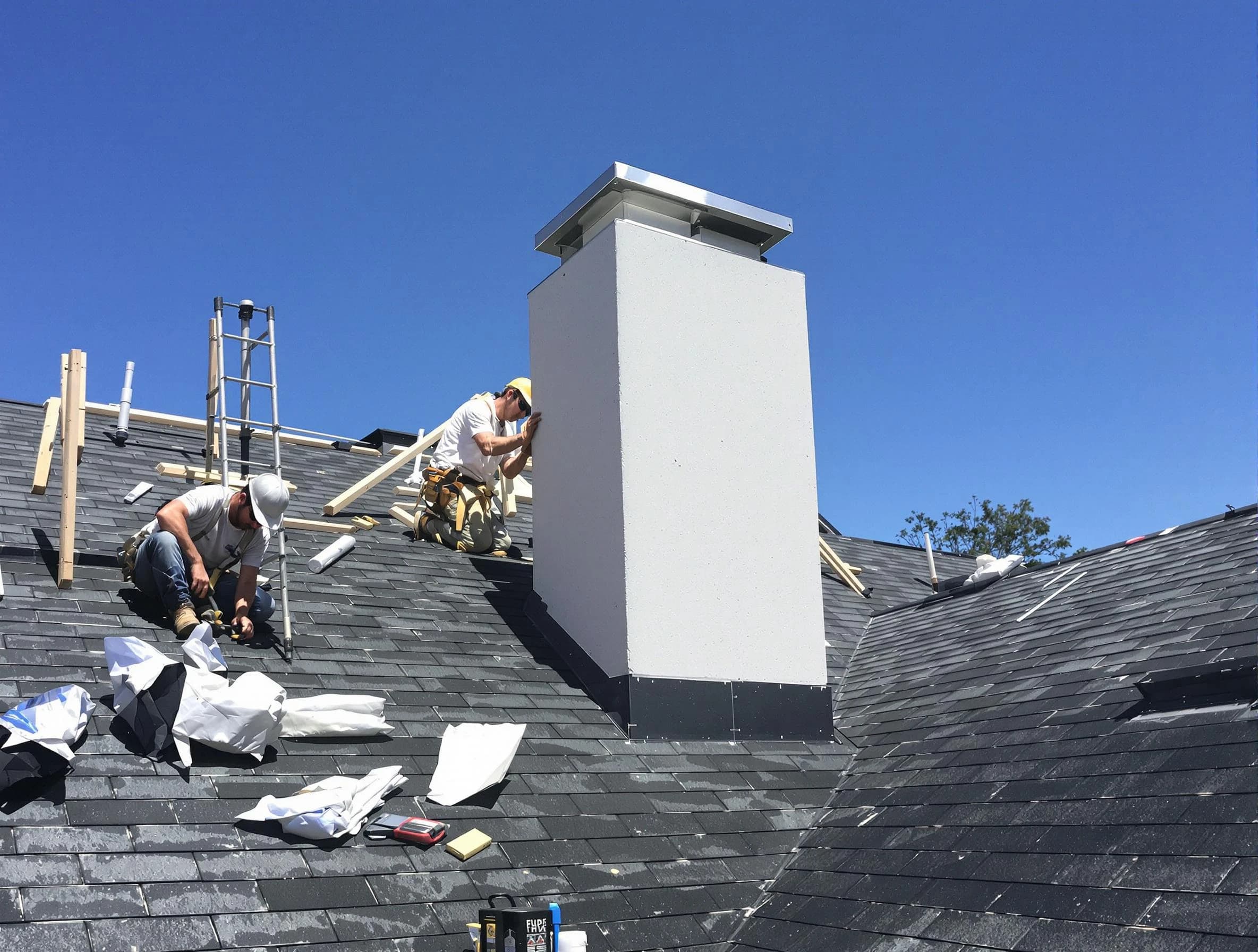 Childersburg Chimney Sweep crew installing a new chimney in Childersburg, AL