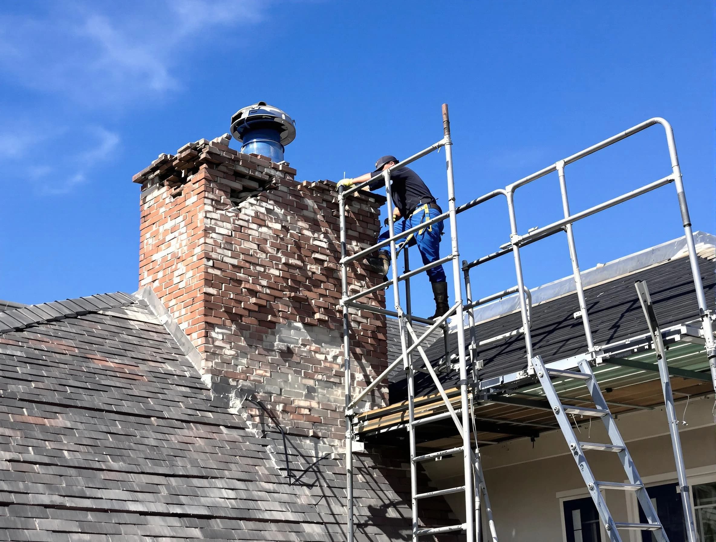 Rebuilding a chimney structure by Childersburg Chimney Sweep in Childersburg, AL