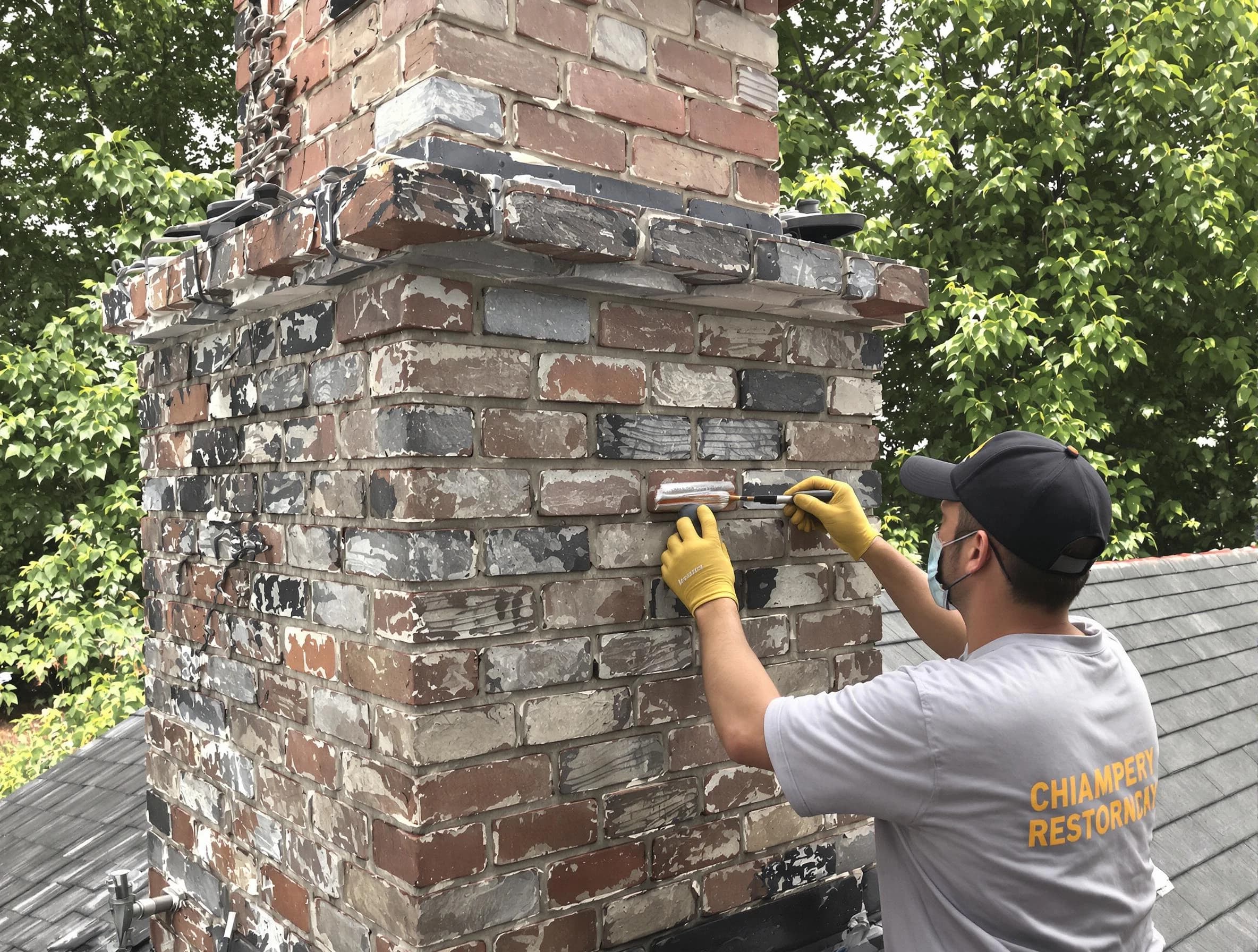 In-progress chimney restoration by Childersburg Chimney Sweep in Childersburg, AL