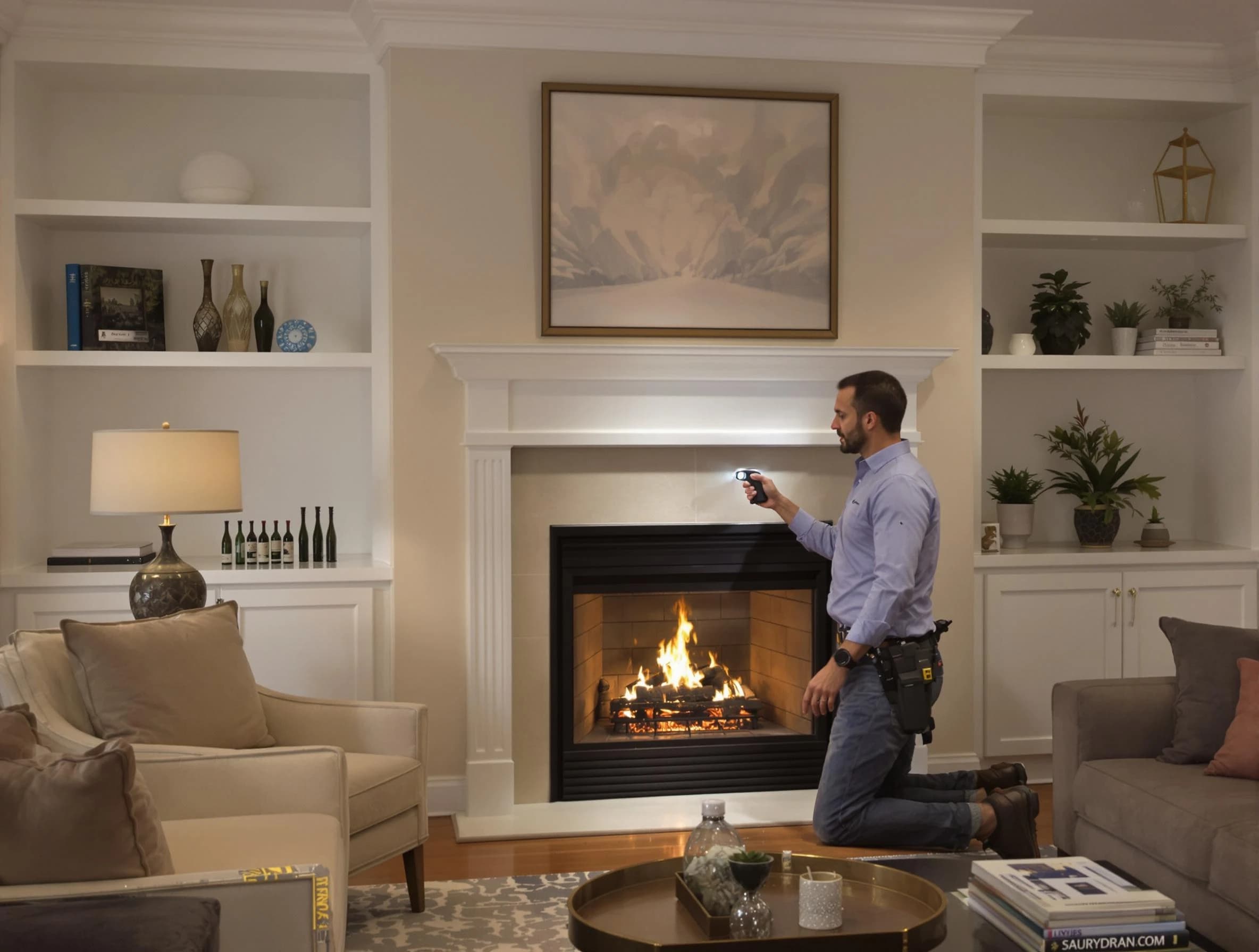 Childersburg Chimney Sweep conducting a fireplace safety inspection in Childersburg, AL