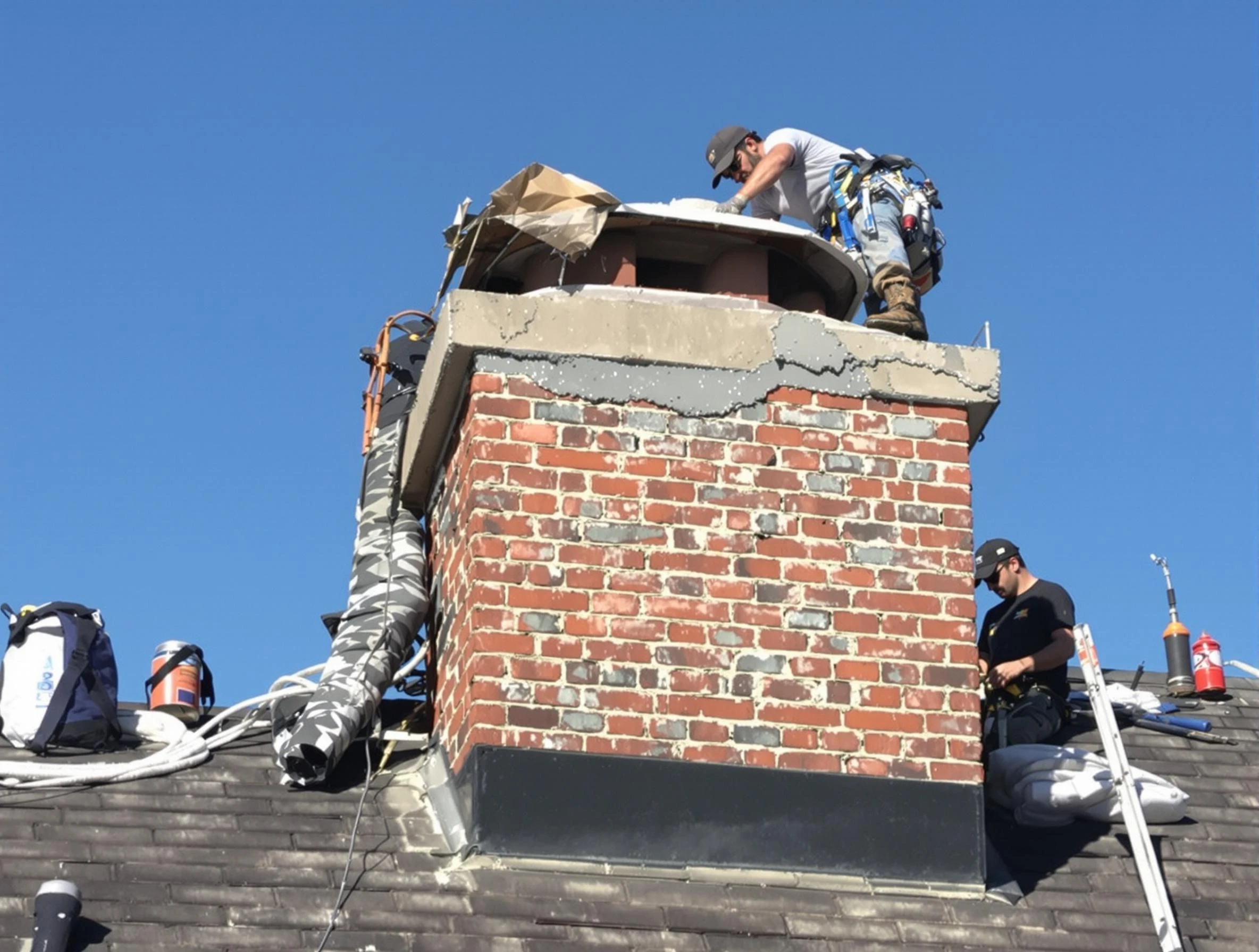 Childersburg Chimney Sweep installing a custom chimney crown in Childersburg, AL