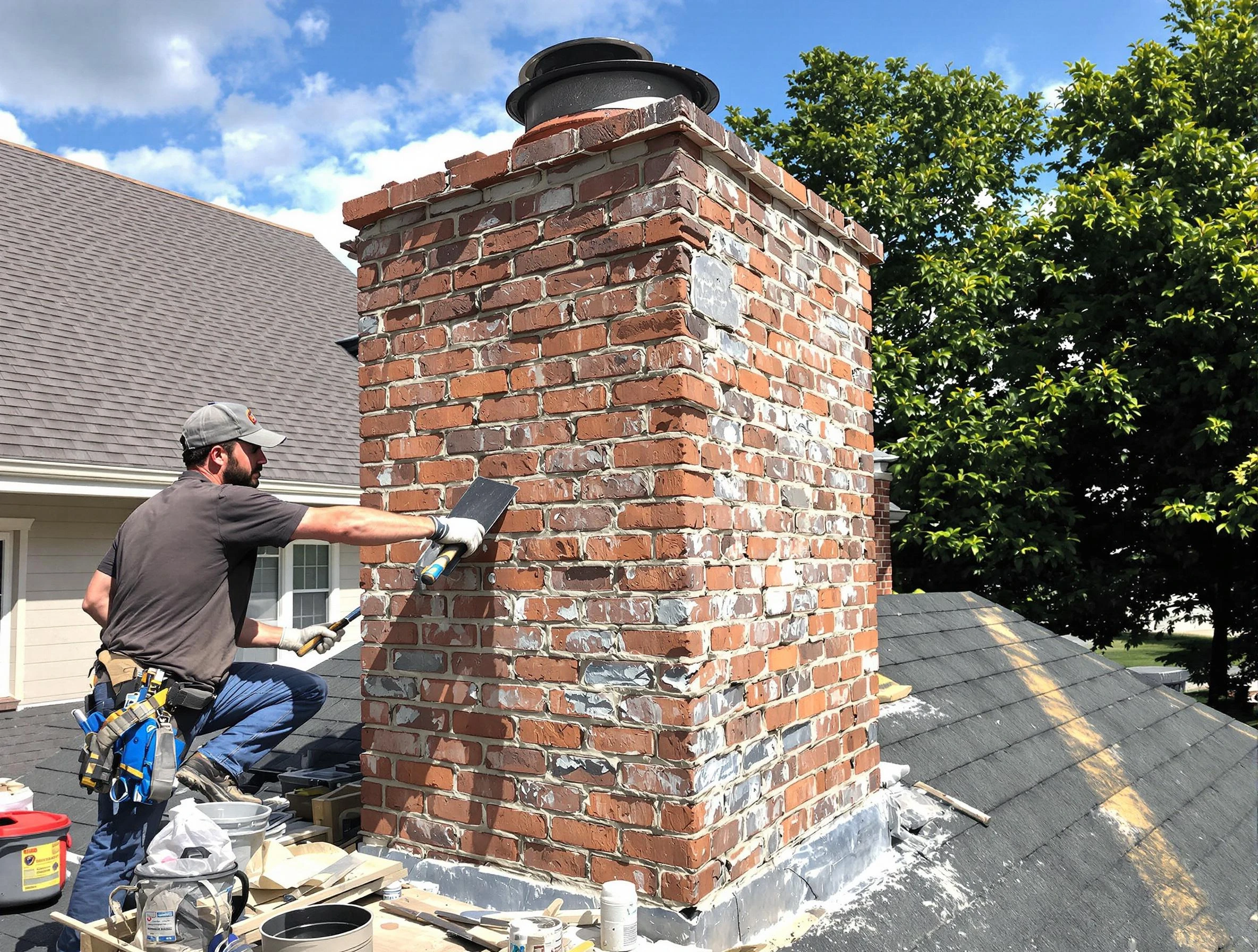 Completed chimney rebuild by Childersburg Chimney Sweep in Childersburg, AL