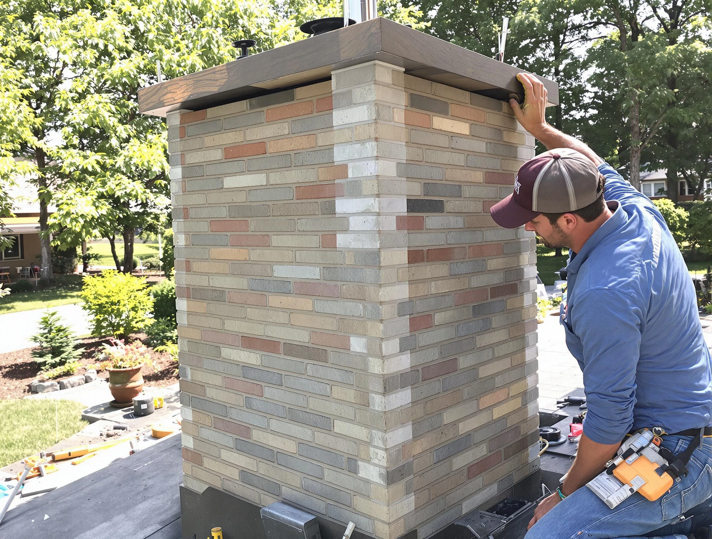 Childersburg Chimney Sweep completing a modern chimney remodel in Childersburg, AL