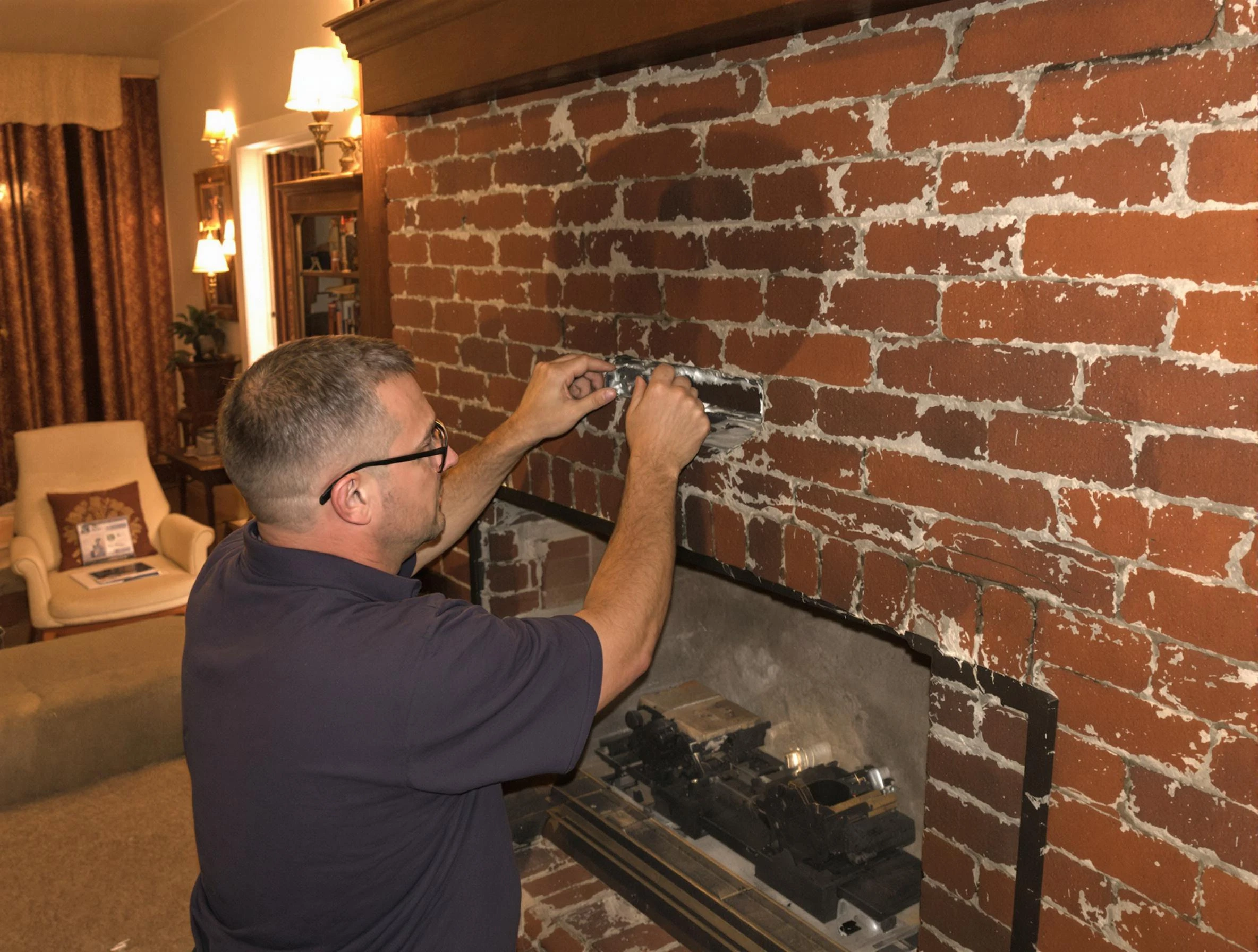 Childersburg Chimney Sweep expert fixing a fireplace in Childersburg, AL